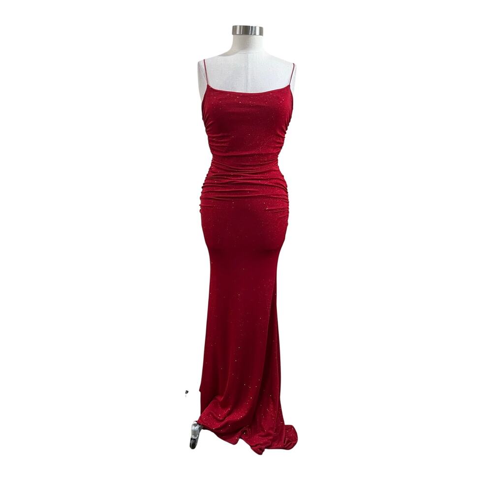 Windsor Red Glitter Ruched Bodycon Maxi Dress Formal Prom Evening XS